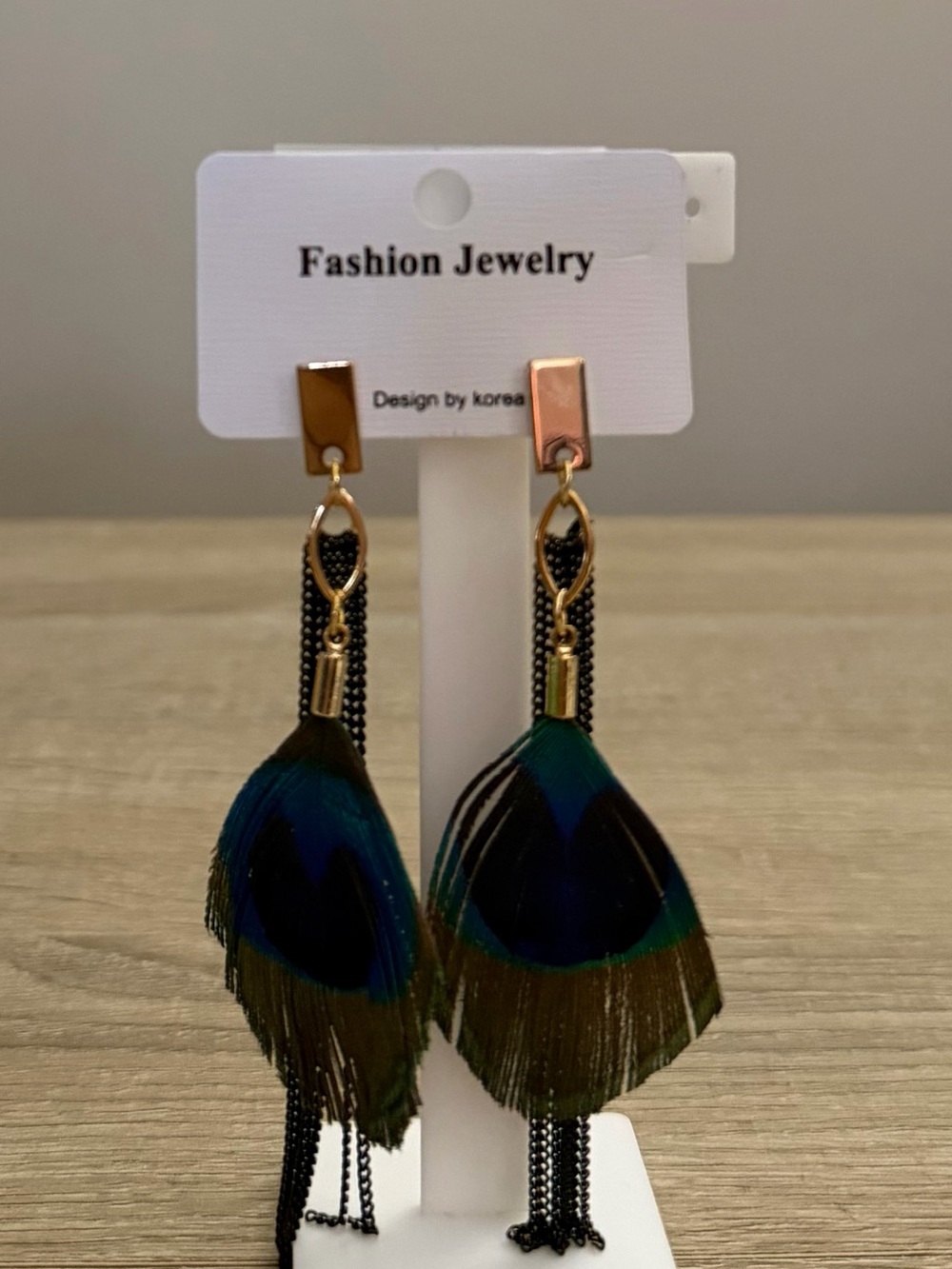 Boho Peacock Feather Tassel Dangle Earrings